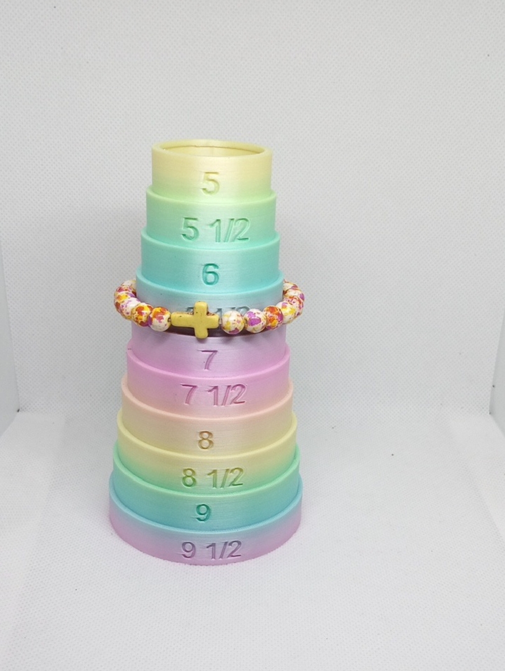 Beaded Yellow Cross Stretch Bracelet in Multicolor